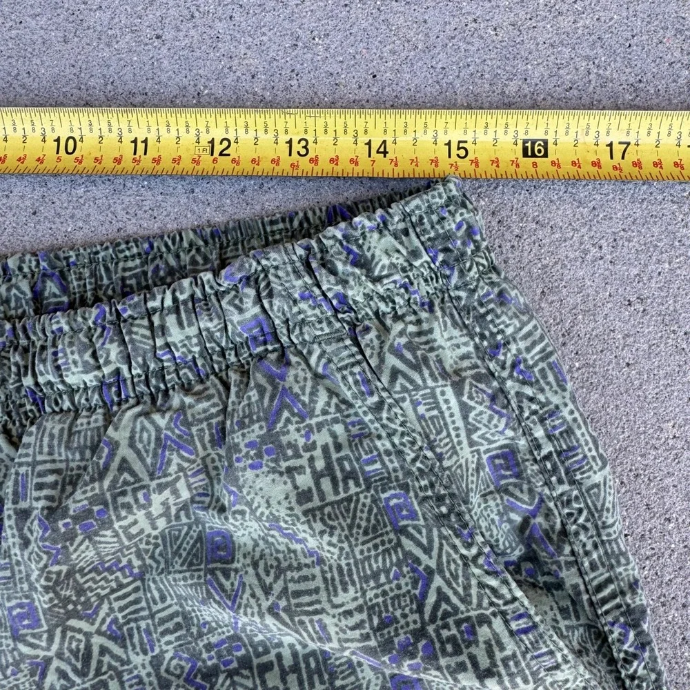 Gotcha Vintage Mens Swim Trunks Green Purple Tribal Print Mesh Lined Size 30